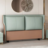 Green Orange Upholstered Wingback Headboard with Legs Image - 6