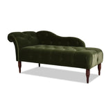 Green Reclining Curved Velvet Upholstered Left-Arm Chaise Image - 4