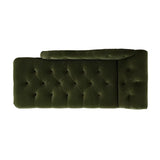 Green Reclining Curved Velvet Upholstered Left-Arm Chaise Image - 8