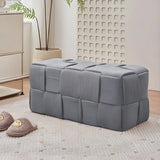 Green Rectangle Footrest Corduroy Medium Tufted Ottomans Image - 21