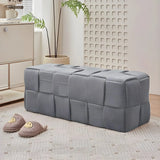 Green Rectangle Footrest Corduroy Medium Tufted Ottomans Image - 23