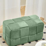 Green Rectangle Footrest Corduroy Medium Tufted Ottomans Image - 27