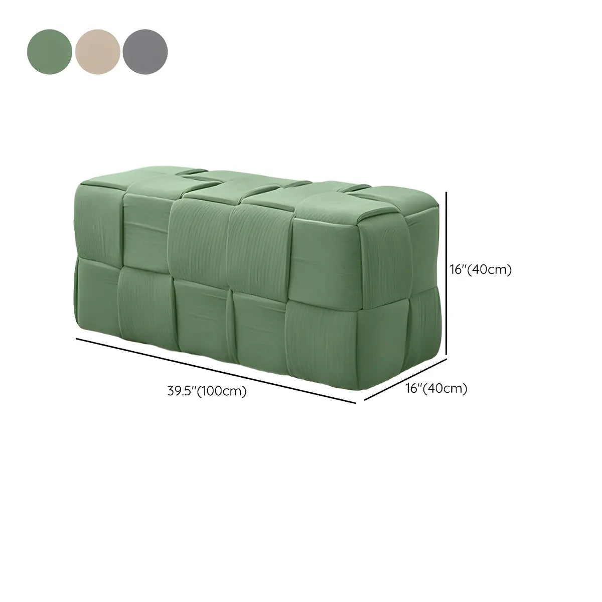 Green Rectangle Footrest Corduroy Medium Tufted Ottomans Image - 31