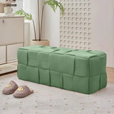 Green Rectangle Footrest Corduroy Medium Tufted Ottomans Image - 8