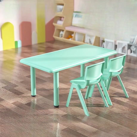 Green Rectangle Rounded Corners Toddler Table Chair Set Image - 1