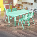 Green Rectangle Rounded Corners Toddler Table Chair Set Image - 3