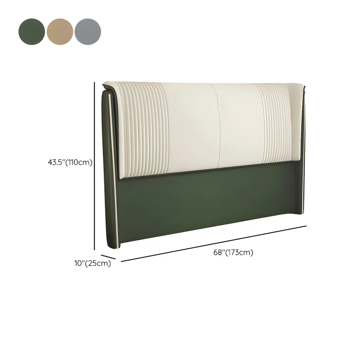 Green Rectangular Upholstered Wingback Headboard 