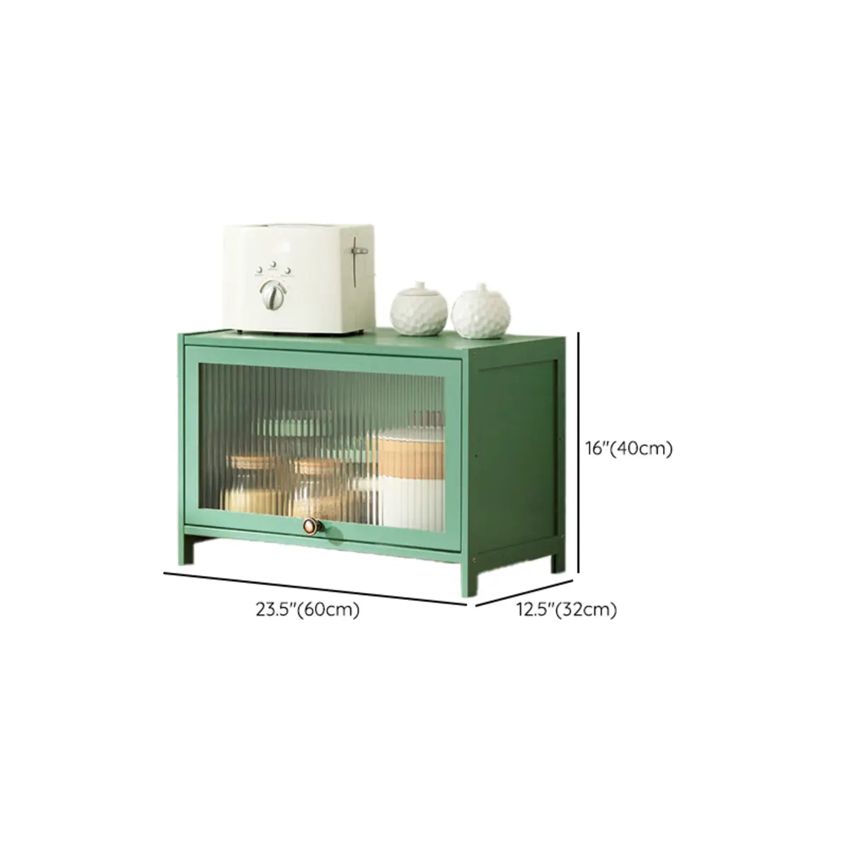 Green Rectangular Wood Kitchen Medium China Cabinet 