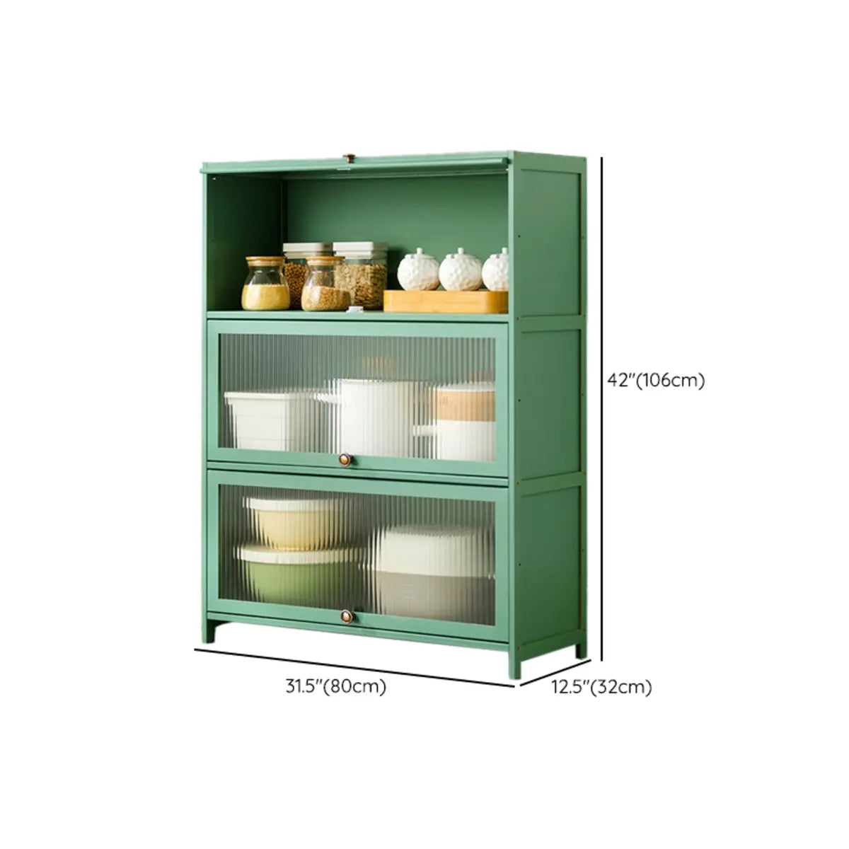 Green Rectangular Wood Kitchen Medium China Cabinet Image - 33