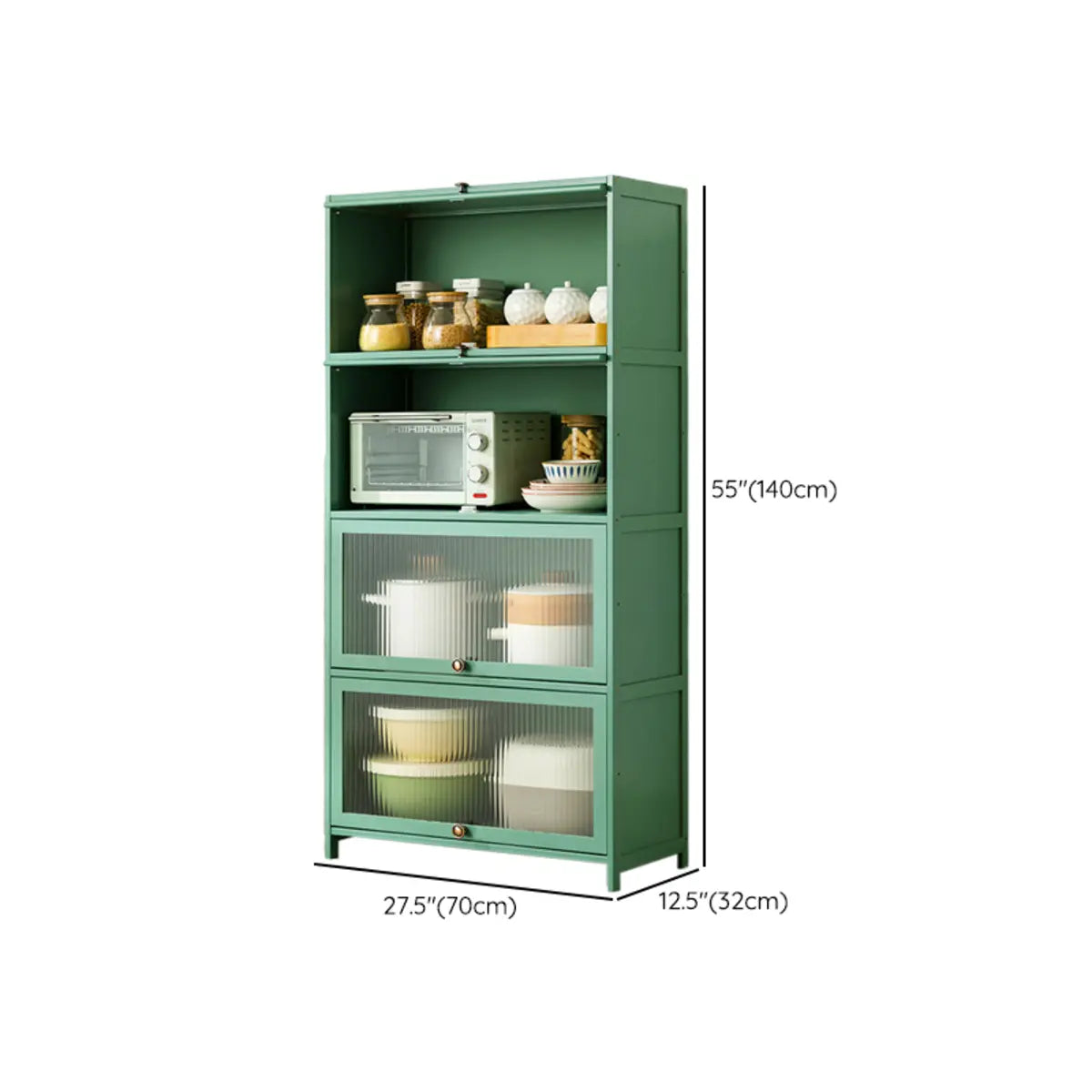 Green Rectangular Wood Kitchen Medium China Cabinet Image - 35