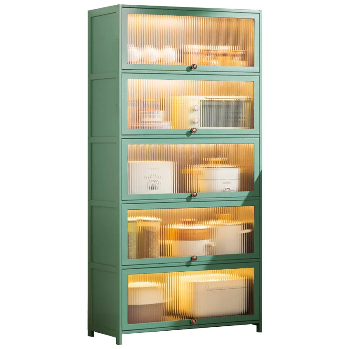 Green Rectangular Wood Kitchen Medium China Cabinet Image - 6