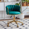 Green Round Velvet Swivel Adjustable Height Vanity Stool Image - 10