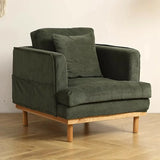 Green Scratch Resistant Corduroy Arm Chair with Storage Image - 2