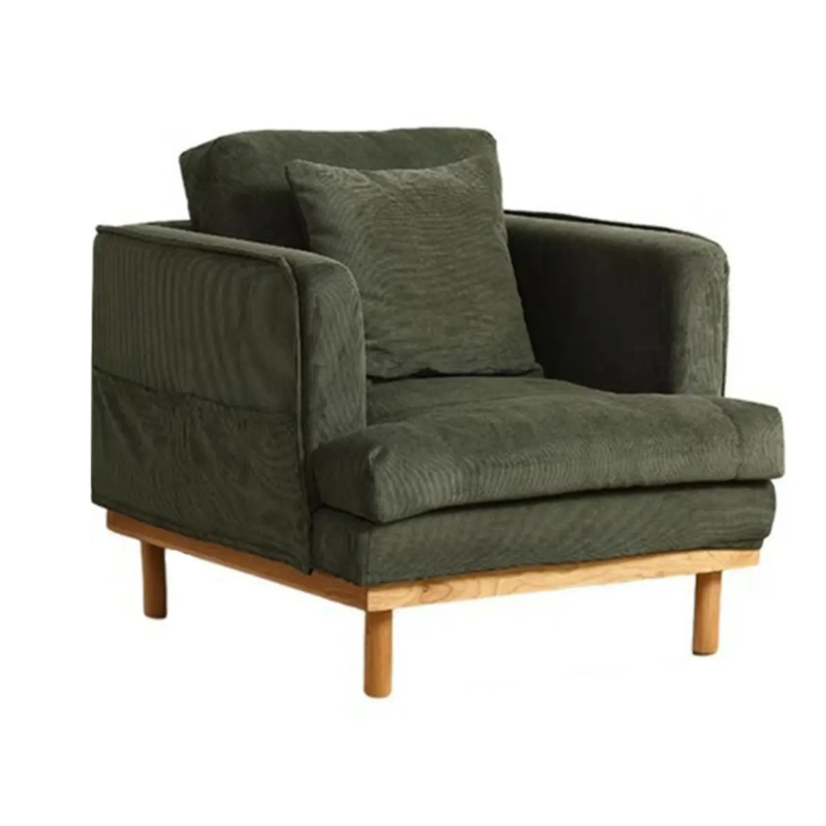 Green Scratch Resistant Corduroy Arm Chair with Storage Image - 5