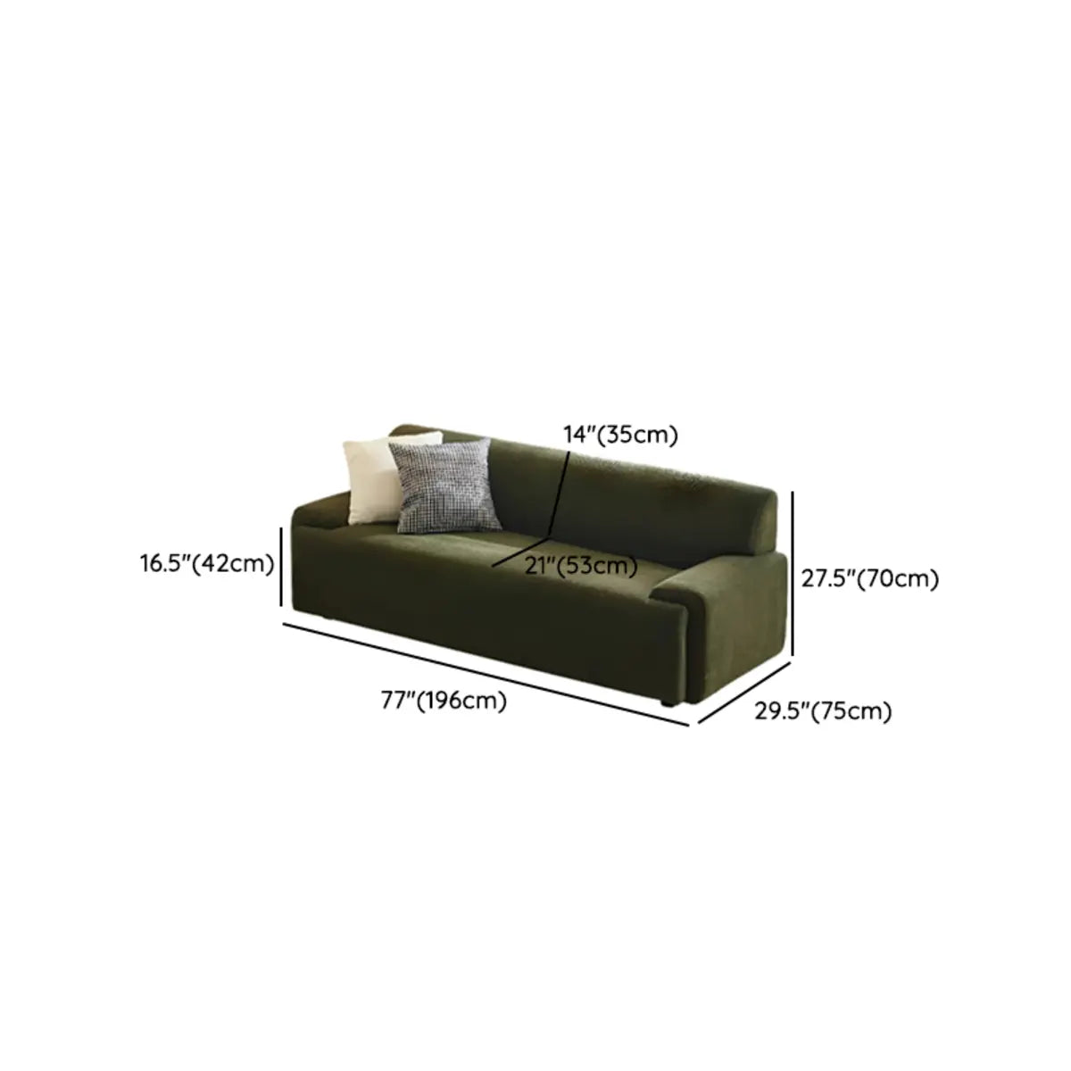 Green Scratch Resistant Corduroy Tight Back Sofa 