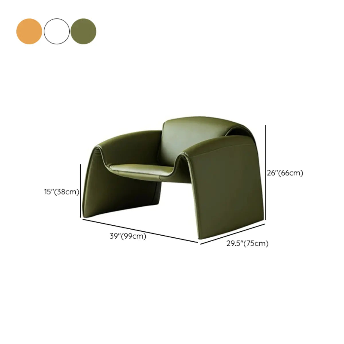 Green Scratch Resistant Recessed Arm Nappa Arm Chair Image - 12