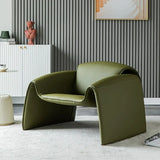 Green Scratch Resistant Recessed Arm Nappa Arm Chair Image - 5