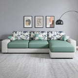 Green Stain Resistant Tech Cloth Pattern Sofa Chaise Image - 12