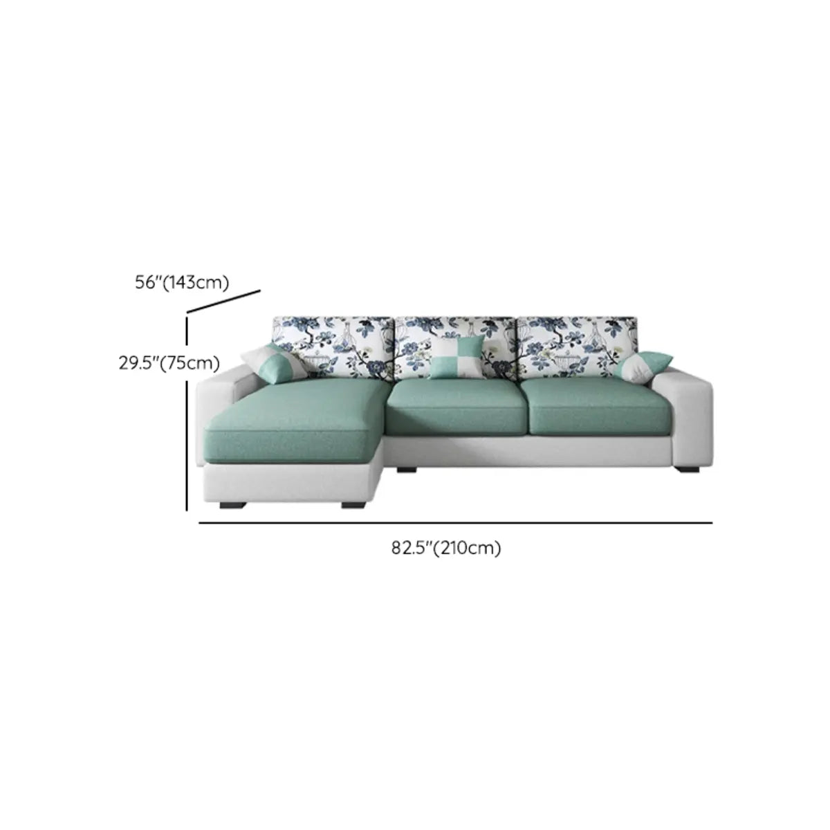 Green Stain Resistant Tech Cloth Pattern Sofa Chaise 