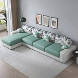 Green Stain Resistant Tech Cloth Pattern Sofa Chaise Image - 3