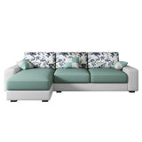 Green Stain Resistant Tech Cloth Pattern Sofa Chaise Image - 5