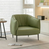 Green Stain Resistant Track Arms Leather Arm Chair Image - 1