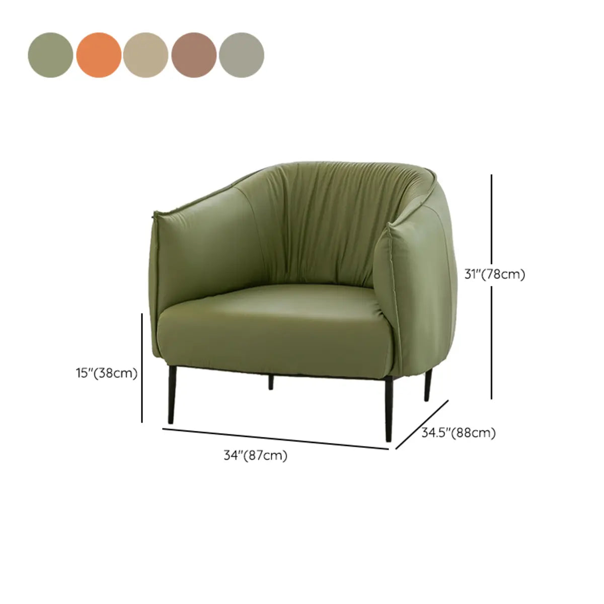 Green Stain Resistant Track Arms Leather Arm Chair 