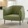 Green Stain Resistant Track Arms Leather Arm Chair Image - 4