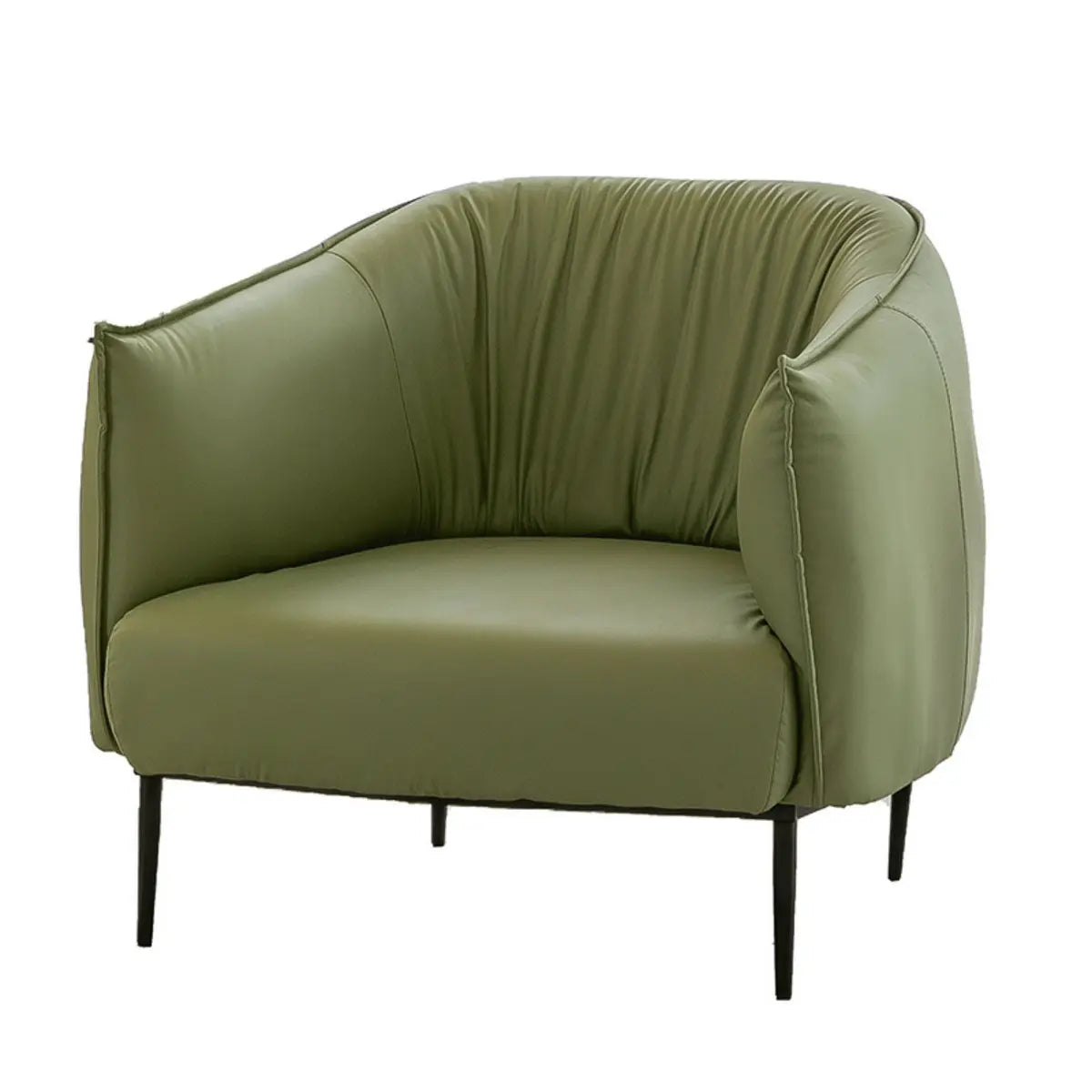 Green Stain Resistant Track Arms Leather Arm Chair Image - 5