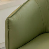 Green Stain Resistant Track Arms Leather Arm Chair Image - 7