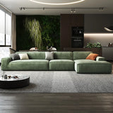 Green Suede Square Arm Tight Back Right Sofa Chaise Image - 11