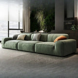 Green Suede Square Arm Tight Back Right Sofa Chaise Image - 3