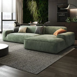 Green Suede Square Arm Tight Back Right Sofa Chaise Image - 4