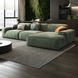 Green Suede Square Arm Tight Back Right Sofa Chaise Image - 5