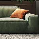 Green Suede Square Arm Tight Back Right Sofa Chaise Image - 9