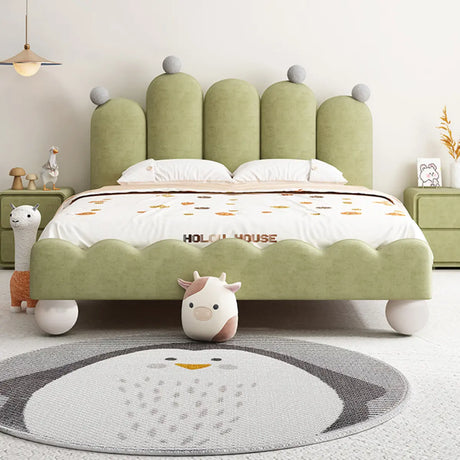 Green Upholstered Tall Clearance Pine Wood Kids Bed Image - 1