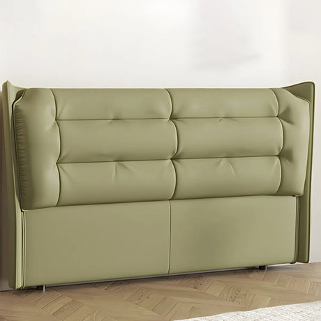 Green Upholstered Tufted Wingback Headboard with Legs Image - 1