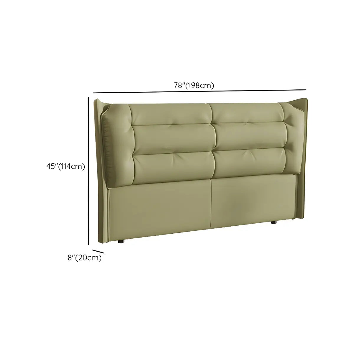 Green Upholstered Tufted Wingback Headboard with Legs 