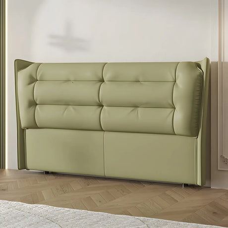 Green Upholstered Tufted Wingback Headboard with Legs Image - 2