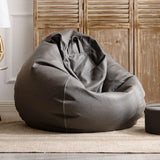 Green Washable Round Leather Solid Color Bean Bag Chair Image - 2