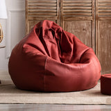 Green Washable Round Leather Solid Color Bean Bag Chair Image - 3