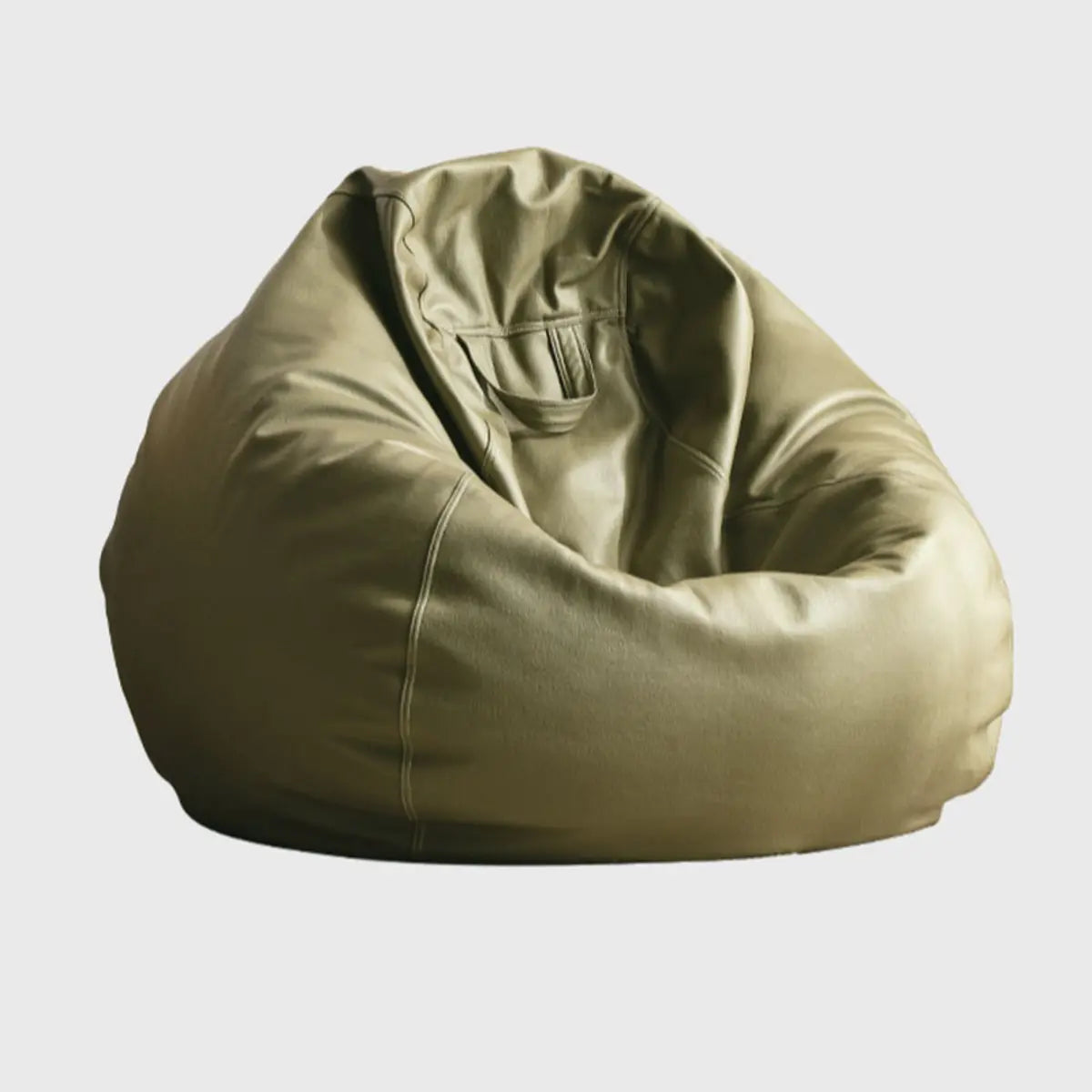 Green Washable Round Leather Solid Color Bean Bag Chair Image - 5