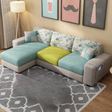 Grey-Blue Removable Cushions Cotton Linen Sofa Chaise Image - 3