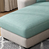 Grey-Blue Removable Cushions Cotton Linen Sofa Chaise Image - 9