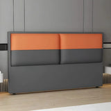 Grey-Blue Upholstered Rectangular Headboard with Legs Image - 10