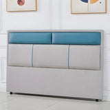 Grey-Blue Upholstered Rectangular Headboard with Legs Image - 19