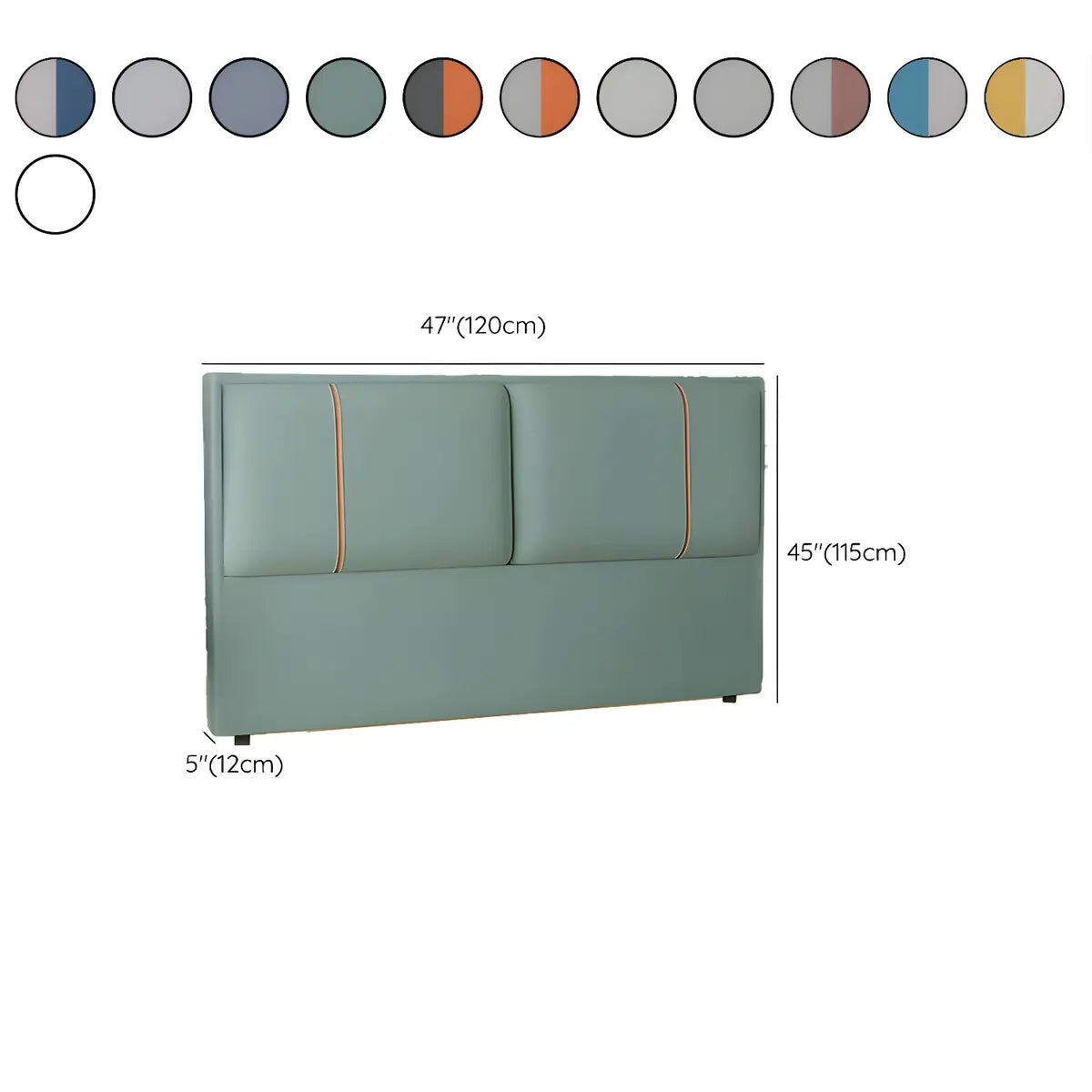 Grey-Blue Upholstered Rectangular Headboard with Legs 