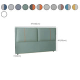 Grey-Blue Upholstered Rectangular Headboard with Legs #size