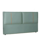 Grey-Blue Upholstered Rectangular Headboard with Legs Image - 9