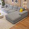 Grey Cotton Linen Cushion Back L-Shape Sofa Chaise Image - 1